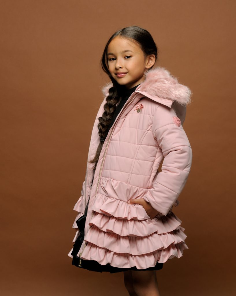 Le winterjas lang ruffel – Roze – Kinderkleding Online Shop Kopen Online