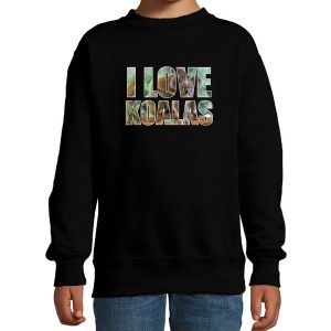 Tekst sweater I love koalas foto zwart voor kinderen - cadeau trui koalaberen liefhebber