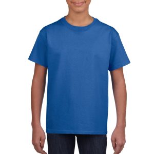 Basic kinder shirt voor meisjes en jongens met ronde hals blauw van katoen