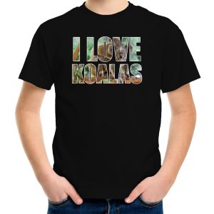 Tekst shirt I love koalas foto zwart voor kinderen - cadeau t-shirt koalaberen liefhebber