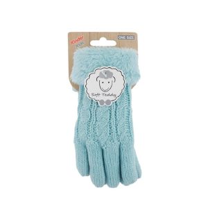 Lichtblauwe handschoenen gebreid teddy voor jongens/meisjes/kinderen