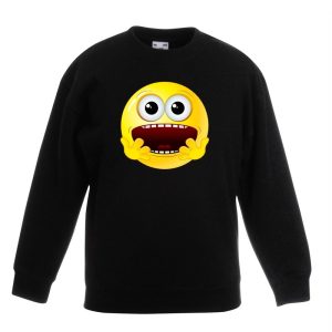 Emoticon geschrokken sweater zwart kinderen