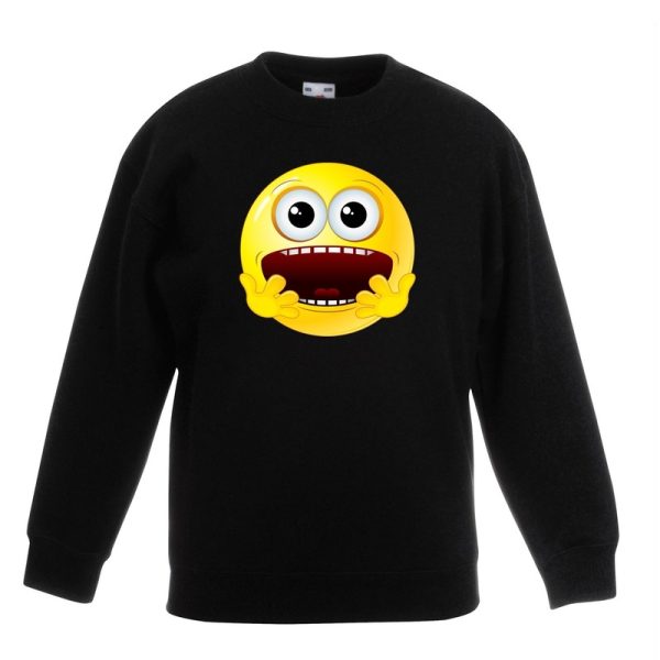 Emoticon geschrokken sweater zwart kinderen
