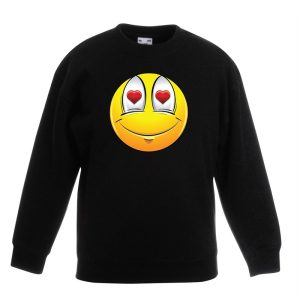 Emoticon verliefd sweater zwart kinderen