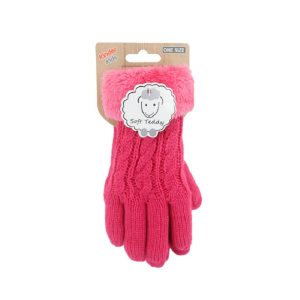 Fuchsia roze handschoenen gebreid teddy voor jongens/meisjes/kinderen