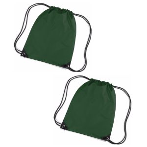 Set van 10x stuks donkergroene Sport gymtasjes voor kinderen 45 x 34 cm
