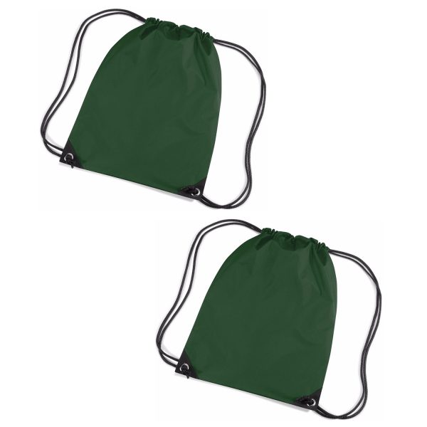 Set van 10x stuks donkergroene Sport gymtasjes voor kinderen 45 x 34 cm