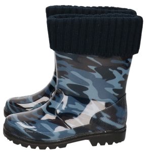 Blauwe legerprint/camouflageprint kleuter regenlaarzen voor jongens/meisjes/kinderen