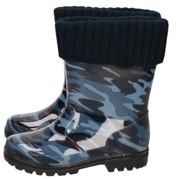 Blauwe legerprint/camouflageprint kleuter regenlaarzen voor jongens/meisjes/kinderen