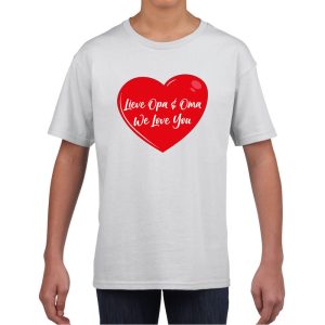 Lieve opa en oma we love you t-shirt wit met rood hartje voor kinderen - jongens en meisjes - t-shirt / shirtje