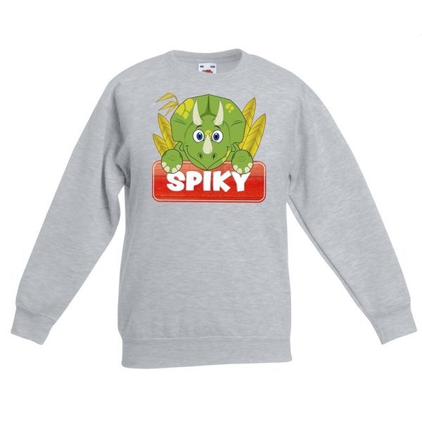 Dinosaurier dieren sweater grijs voor kinderen