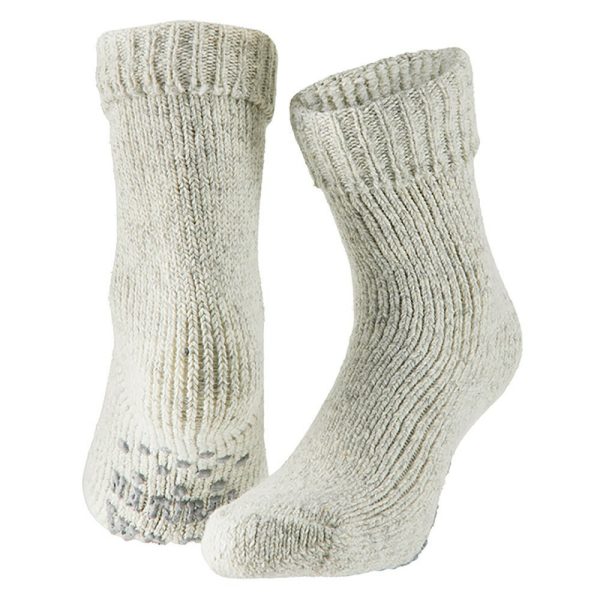 Gebreide anti-slip huissokken/slofsokken kort grijs maat 35-38 voor jongens/meisjes/kinderen