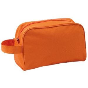 Reis toilettas/etui oranje met handvat 21,5 cm voor kinderen
