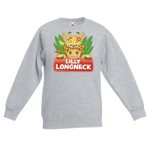 Giraffe dieren sweater grijs voor kinderen