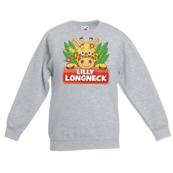 Giraffe dieren sweater grijs voor kinderen