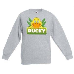 Eenden dieren sweater grijs voor kinderen