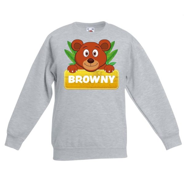 Beren dieren sweater grijs voor kinderen