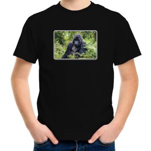 Dieren t-shirt met apen foto zwart voor kinderen - Gorilla aap cadeau shirt