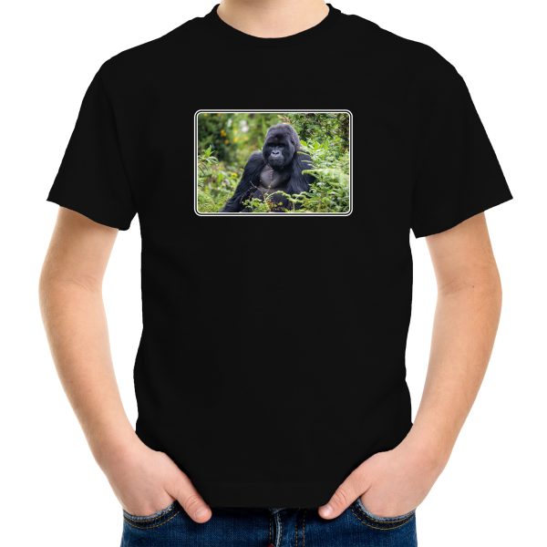 Dieren t-shirt met apen foto zwart voor kinderen - Gorilla aap cadeau shirt