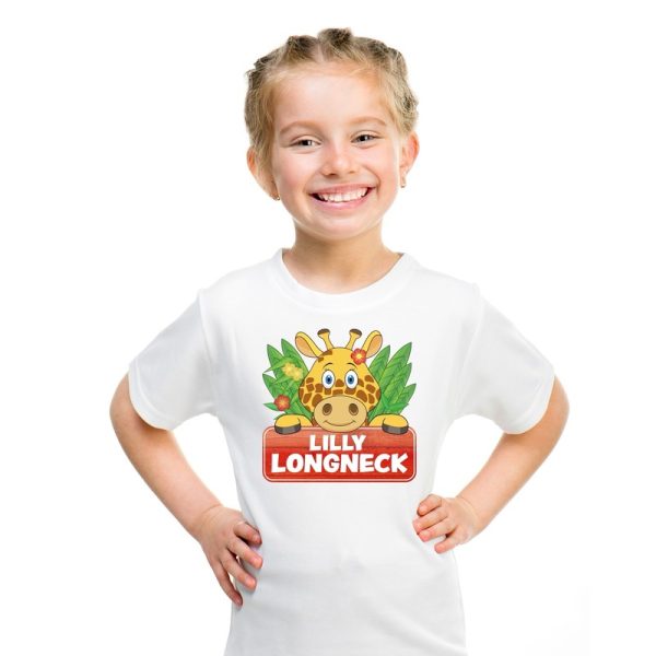 Giraffe dieren t-shirt wit voor kinderen