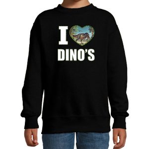 I love dino's foto sweater zwart voor kinderen - cadeau trui T-Rex liefhebber