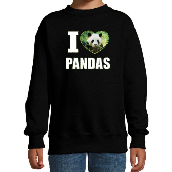 I love pandas foto sweater zwart voor kinderen - cadeau trui pandas liefhebber
