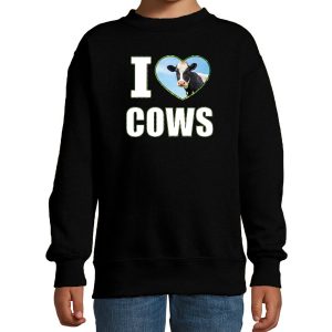 I love cows foto sweater zwart voor kinderen - cadeau trui koeien liefhebber