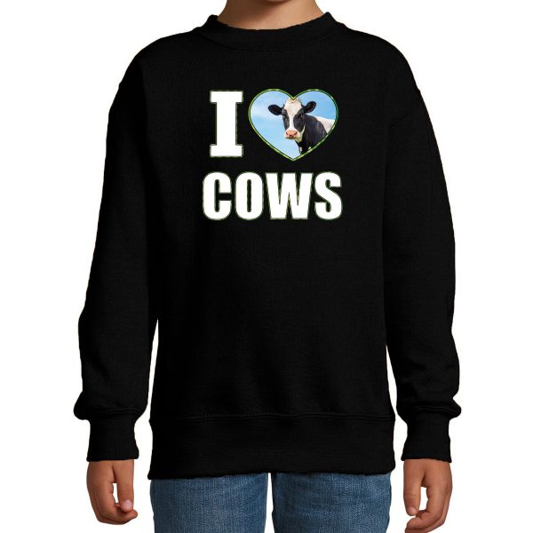 I love cows foto sweater zwart voor kinderen - cadeau trui koeien liefhebber