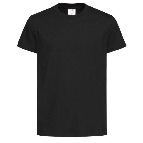 Set van 2x stuks zwarte kinder t-shirts 100% katoen, maat: 122-128 (S)