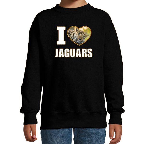 I love jaguars foto sweater zwart voor kinderen - cadeau trui luipaarden liefhebber