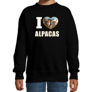 I love alpacas foto sweater zwart voor kinderen - cadeau trui alpacas liefhebber