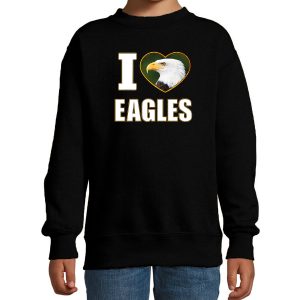 I love eagles foto sweater zwart voor kinderen - cadeau trui adelaars liefhebber