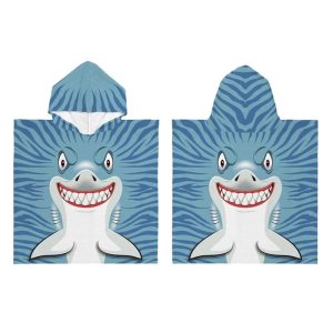 Summer Play Bad cape/poncho - kinderen - haai print - 60 x 120 cm - microvezel