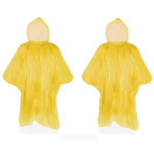 Pakket van 10x stuks wegwerp regen ponchos voor kinderen geel
