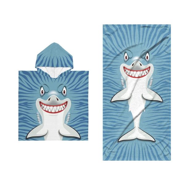 Summer Play Badlaken en poncho - kinderen - haai print - microvezel