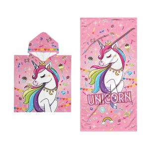 Summer Play Badlaken en poncho - kinderen - eenhoorn print - microvezel