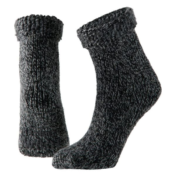 Wollen kinder slofsokken antislip zwart maat 31/34