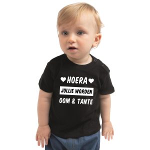 Hoera jullie worden oom en tante cadeau t-shirt zwart voor baby / kinderen - jongen / meisje