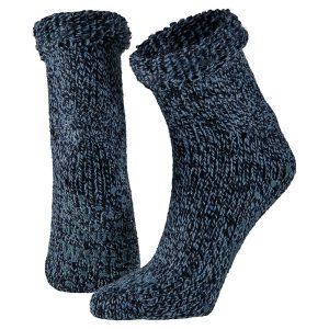 Wollen kinder slofsokken antislip navy maat 31/34