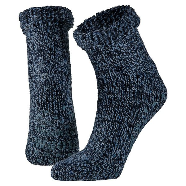 Wollen kinder slofsokken antislip navy maat 31/34