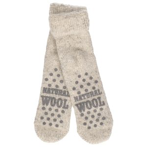 Wollen anti-slip huissokken/slofsokken voor kinderen grijs maat 31-34