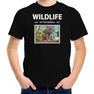Koala foto t-shirt zwart voor kinderen - wildlife of the world cadeau shirt Koala's liefhebber