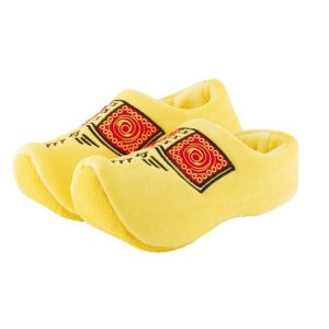Klompen slofjes/pantoffeltjes geel pluche voor kinderen
