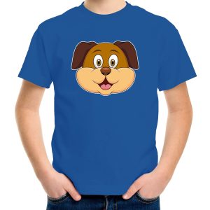 Cartoon hond t-shirt blauw voor jongens en meisjes - Cartoon dieren t-shirts kinderen