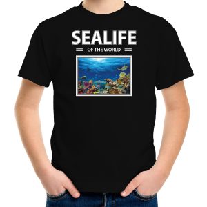 Vis foto t-shirt zwart voor kinderen - sealife of the world cadeau shirt Vissen liefhebber