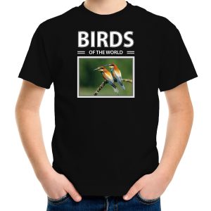 Bijeneter vogel foto t-shirt zwart voor kinderen - birds of the world cadeau shirt Bijeneter vogels liefhebber
