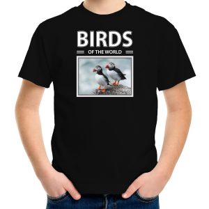 Papegaaiduiker vogel foto t-shirt zwart voor kinderen - birds of the world cadeau shirt vogel liefhebber