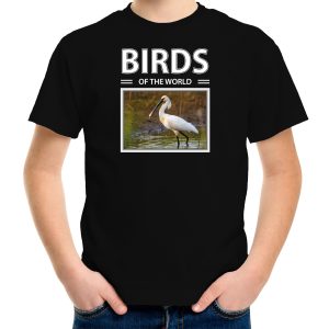 Lepelaar vogel foto t-shirt zwart voor kinderen - birds of the world cadeau shirt Lepelaars liefhebber