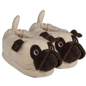 Warme dieren slofjes/pantoffeltjes mopshond voor jongens/meisjes/kinderen