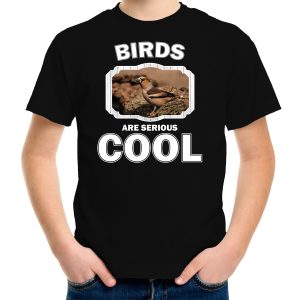 T-shirt birds are serious cool zwart kinderen - vogels/ appelvink vogel shirt